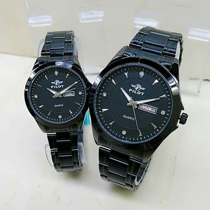Jam Tangan Pilot Diamond Couple Rantai Stainless Steel Buruan