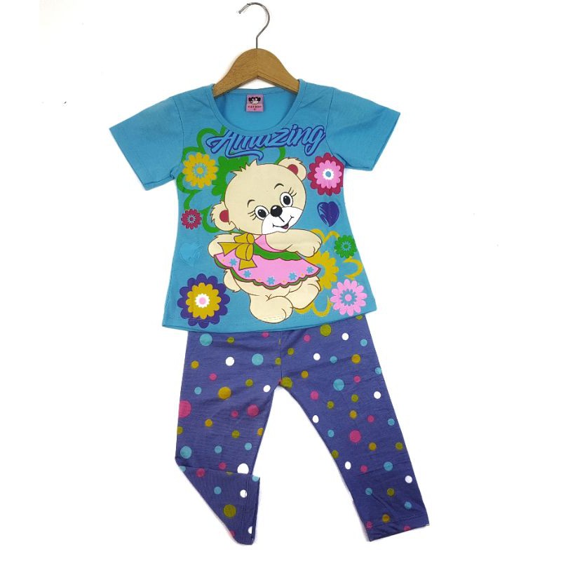 SETELAN CELANA LEGGING PAKAIAN ANAK PEREMPUAN2-7 TAHUN MOTIF BEAR AMAZING