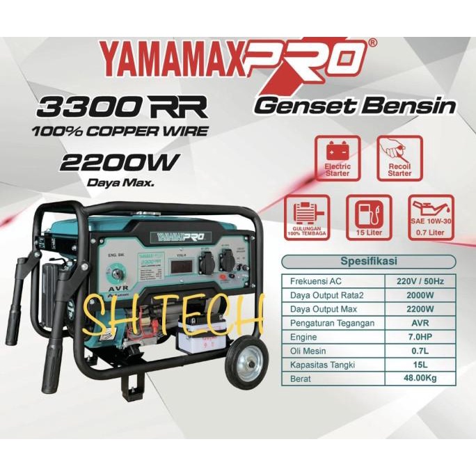 GENSET YAMAMAX PRO 2200 WATT 3300 RR GENERATOR LISTRIK terlaris