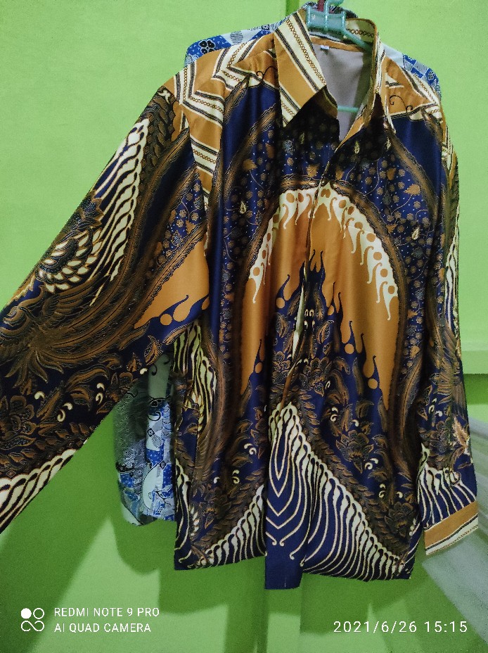 Kemeja Batik Semi Sutra Shyntetic Premium Exclusive Puring Istimewa Bahu Pakai Busa