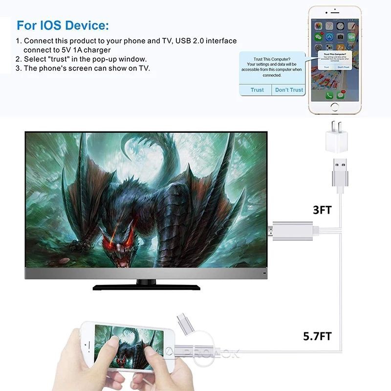 Kabel Mirascreen 3in1 All Smartphone to Hdmi Support MHL/NON MHL