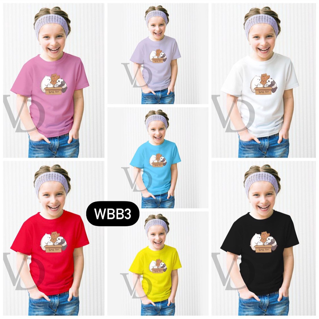 Kaos Anak Perempuan &amp; Laki - laki Unisex We BARE bear WBB panda grizzly bear / kaos anak lucu / baju