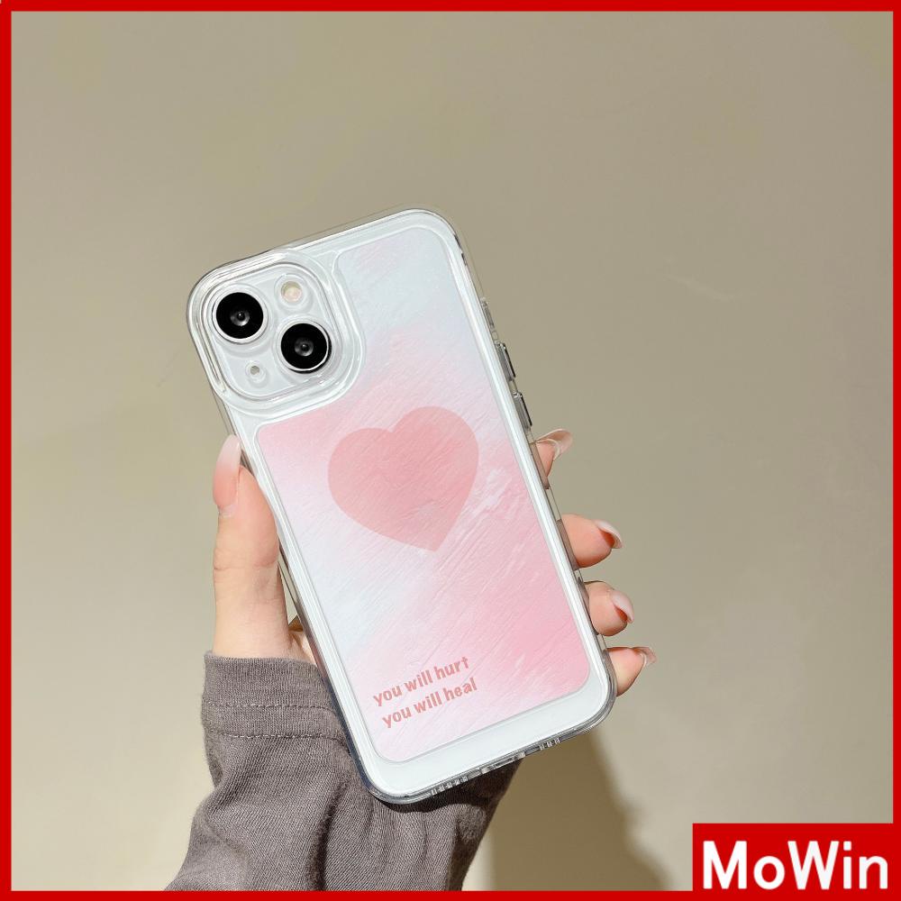 iPhone Case Silicone Soft Case Clear Case Thickened Shockproof Protection Camera Metal Button Pink Heart Compatible For iPhone 11 Pro Max 13 Pro Max 12 Pro Max 7Plus xr XS Max