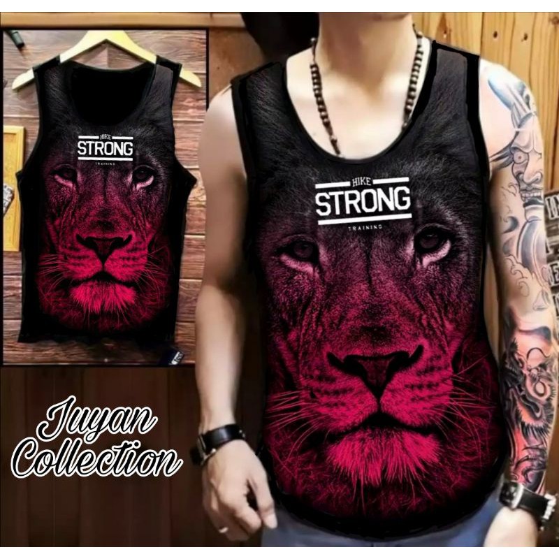 Juyan official kaos dalam singlet pria tanktop bermotif gambar macan magenta