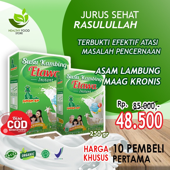 Susu Kambing Etawa Bubuk Murni ORGANIK Goat Goats Milk Obat Asam Lambung Kembung Maag Mag Magh Kroni