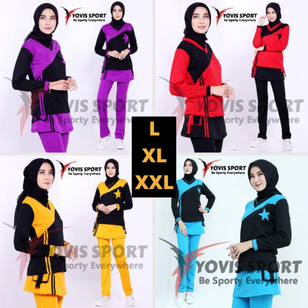 Baju Senam Wanita Muslim Aerobic Pakaian Setelan Olahraga Senam Aerobic Cewek Pakaian Gym Terbaru