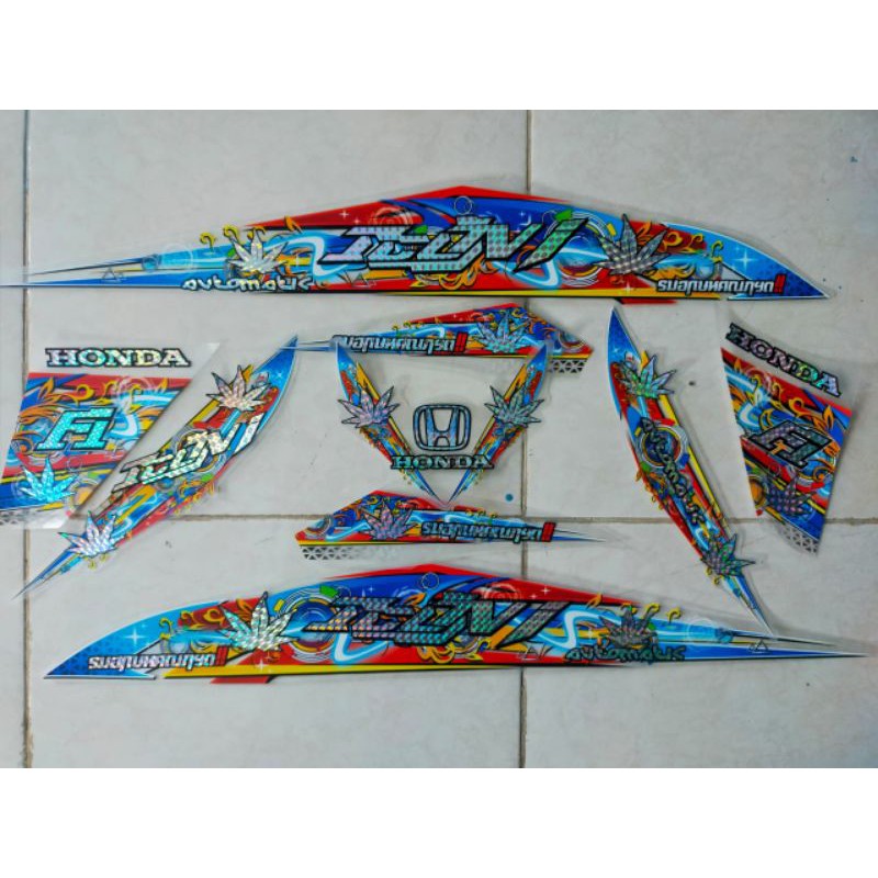 Striping beat fi 2013 2015 transparan hologram carboon