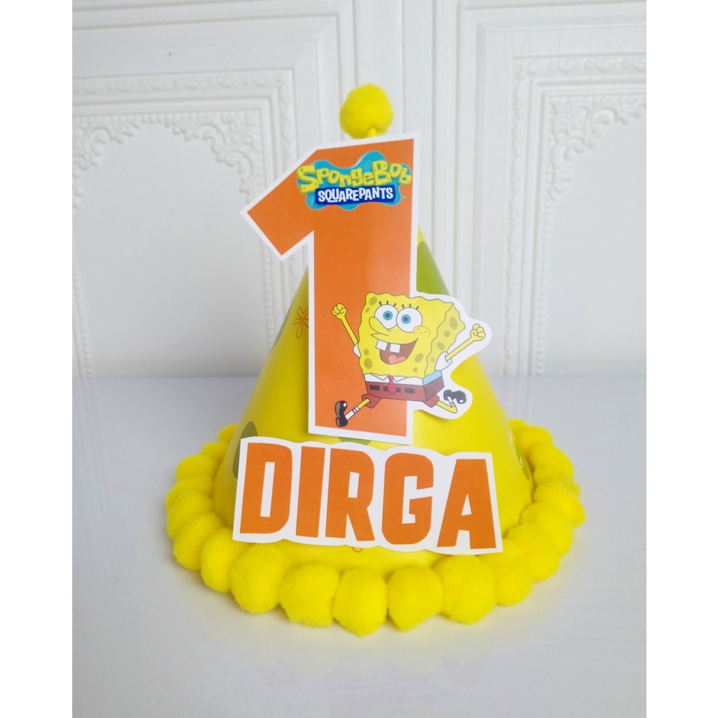 topi spesial spngebob / topi ultah spongebob / topi kerucut spesial spongebob