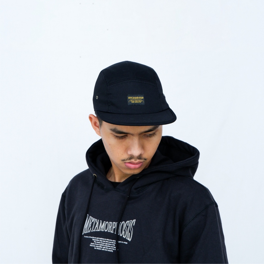 Bitsnbobs76 Five Panel Black Hat