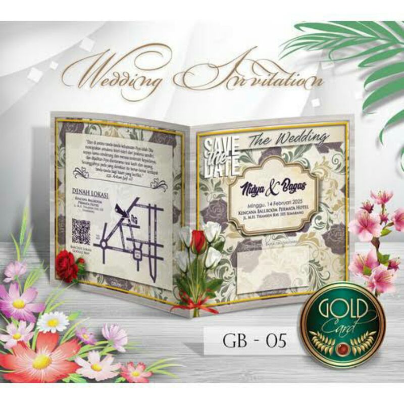Blangko Undangan Pernikahan gold GB 05