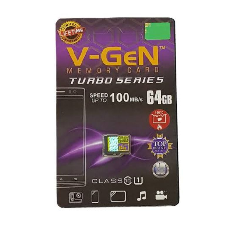 MMC VGEN 64GB CLASS 10 TURBO SERIES / KARTU MEMORI MICRO SD V-GEN 64 GB