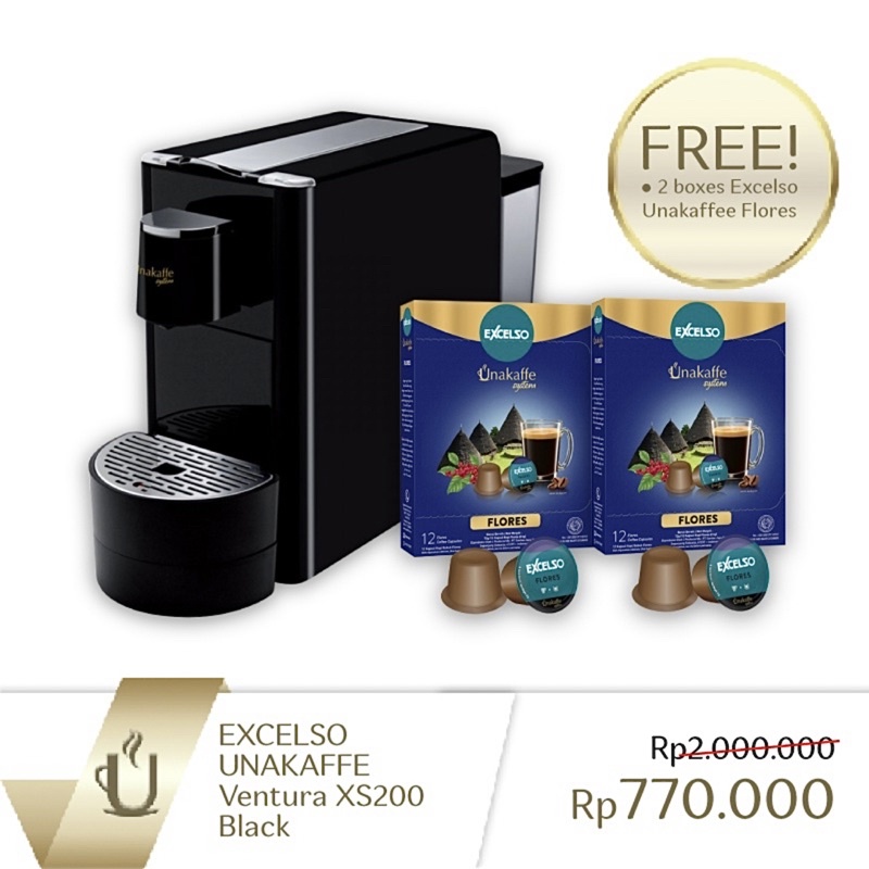 Unakaffe System Mesin Kopi Kapsul Ventura XS200 Hitam