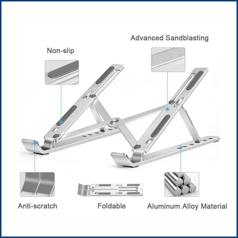 Laptop Stand Holder Portable Lipat Full Alumunium 6 Ketinggian