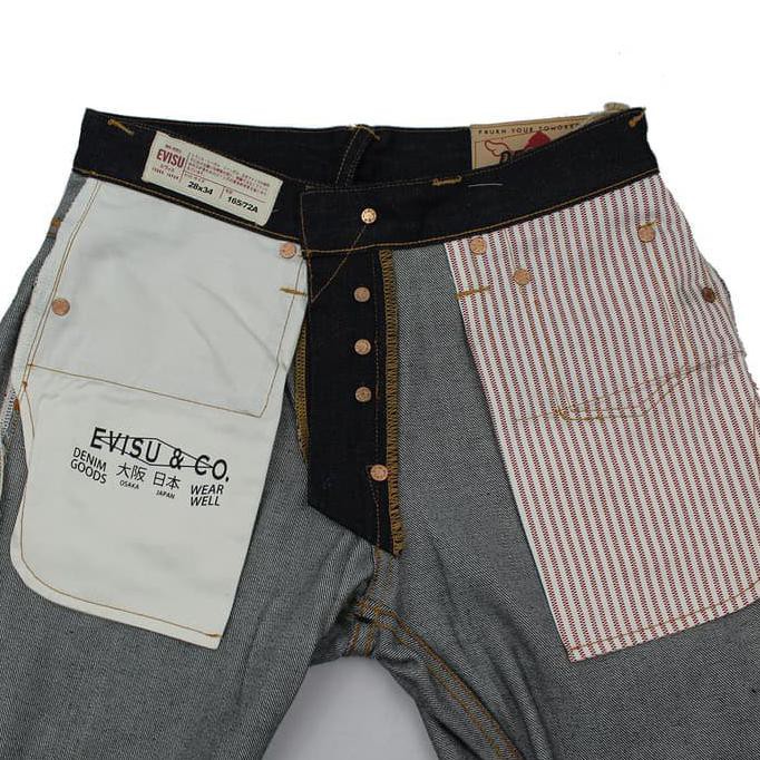 CELANA PRIA BARU TERMURAH C9870B EVISU X D*FACE Collaboration Carrot Cut Denim Selvedge Jeans C9870B