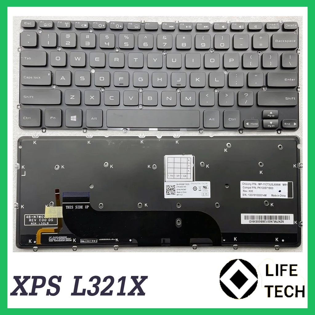 Keyboard Laptop Notebook DELL XPS 13 XPS 12 L321X L322X 9333 9Q23 Q933 0P6DWF V128725AS2 HITAM BACKLIGHT
