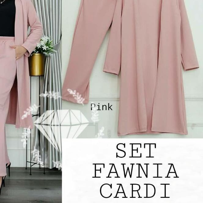 ⅎ SET STELAN CELANA CARDIGAN FASHION FAWNIA JUMBO BIGSIZE OUTER MOSCREPE ✮