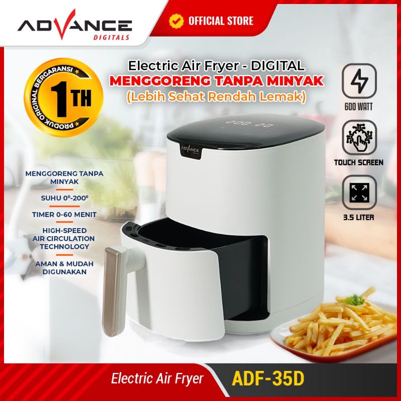 Advance Electric AirFryer ADF 35A ADF 35D 600 Watt Kapasitas 3.5 Ltr  Garansi resmi 1 tahun advance