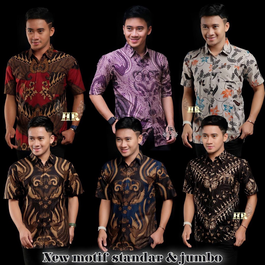 Batik Pria Lengan Pendek BATIK MURAH MODERN HRB026 motif TERBARU 2023 Kode 003 size M L XL XXL BIG SIZE 3L 4L 5L 6L Reguler Fit