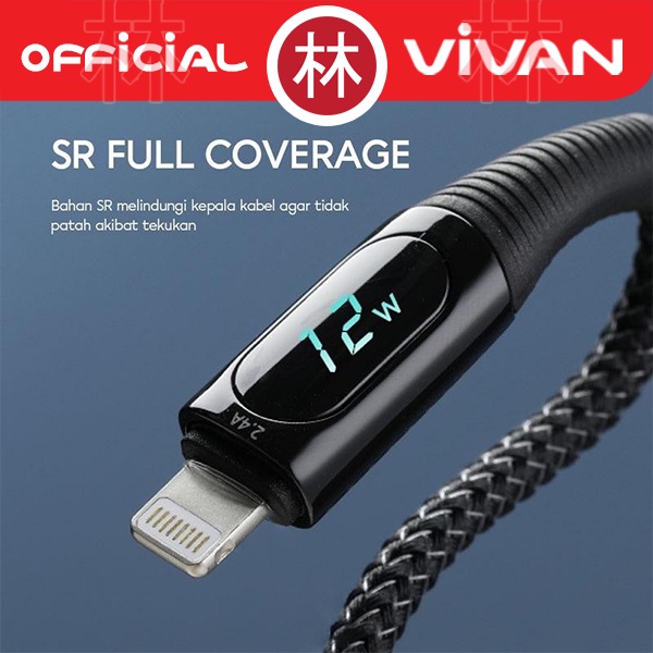 Vivan VIL100 USB Kabel Data iPhone Lightning 2.4A Fast Charging 100cm