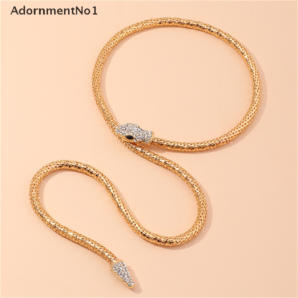 (AdornmentNo1) Gelang Tangan Rantai Gaya Bohemian Motif Ular Aksen Zircon Untuk Perhiasan Wanita