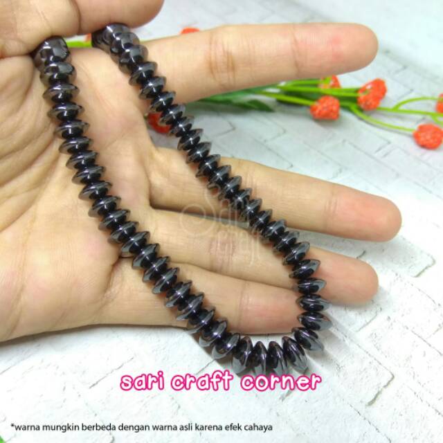 Per Untai - Blustin Gepeng Donat 8x4mm - Manik Batu Blustin Bulat Pipih