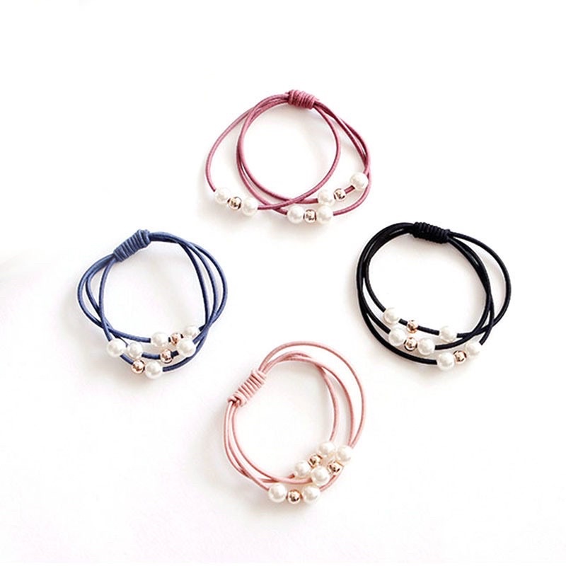 Ikat Rambut Karet Wanita Motif Mutiara / gelang korea mutiara / karet rambut Fashion Aksesoris Rambut Wanita Import