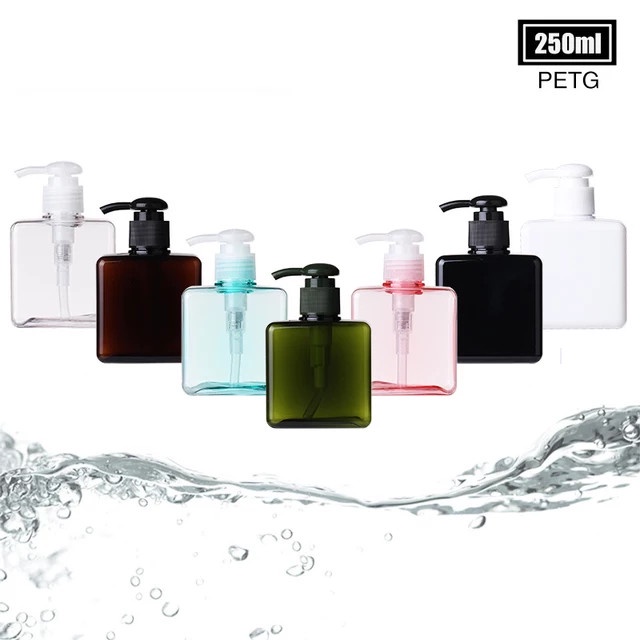 BOTOL SABUN CAIR AESTHETIC 250ML / BOTOL PUMP KOTAK PLASTIK / WADAH HAMPERS SABUN MANDI SHAMPOO SANI