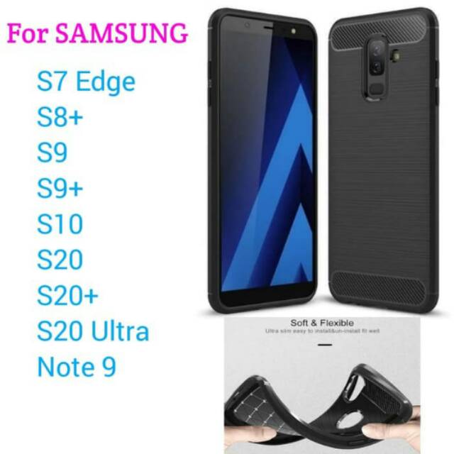 Softcase S7 S8 S9 S10 S20 Plus S20 Utra Note 9 Samsung Ipaky Carbon Fiber Case Silicon Casing