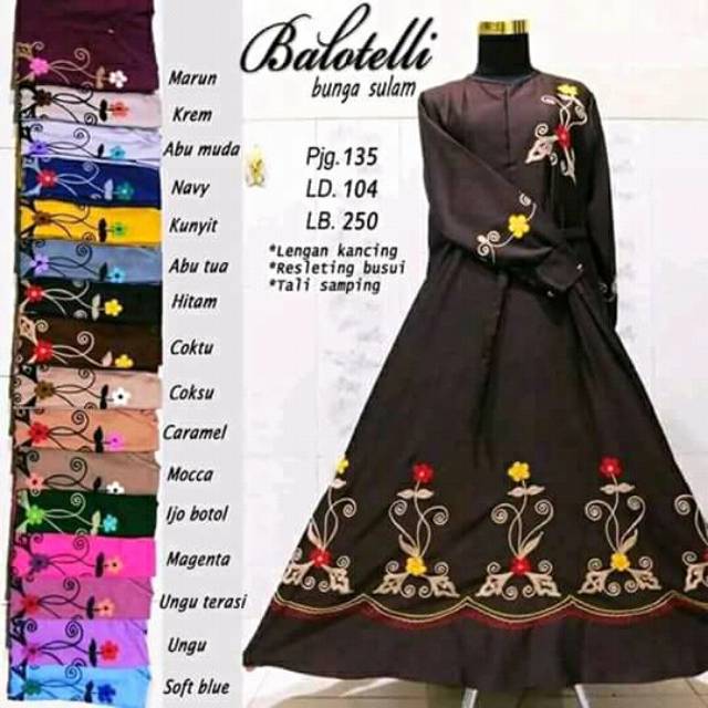 Gamis balotelly bunga sulam