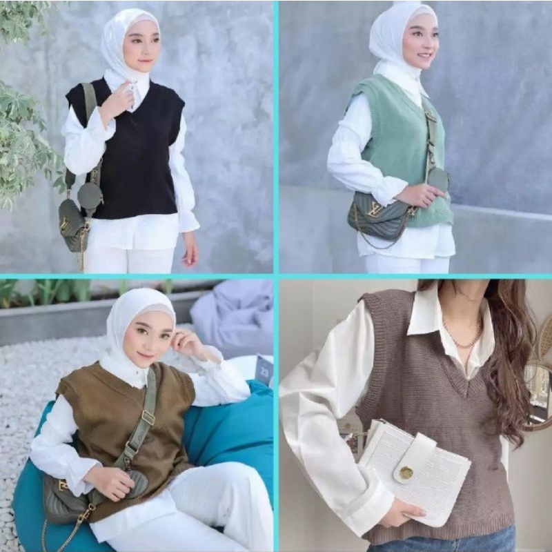 VEST ROMPI RAJUT | rompi kerah V| rompi besic