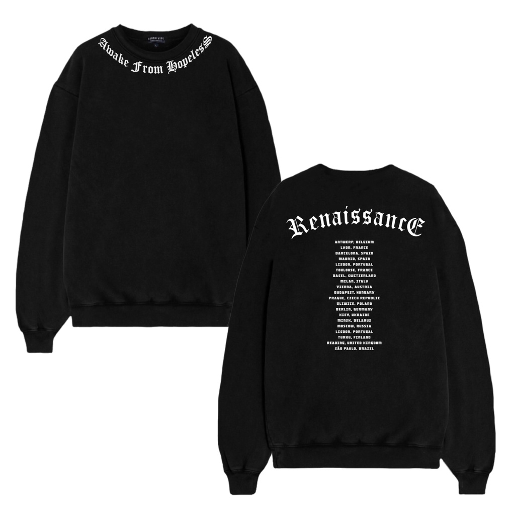 LETTUCY - CREWNECK SWEATER BLACK & CREAM-awake from hopeless