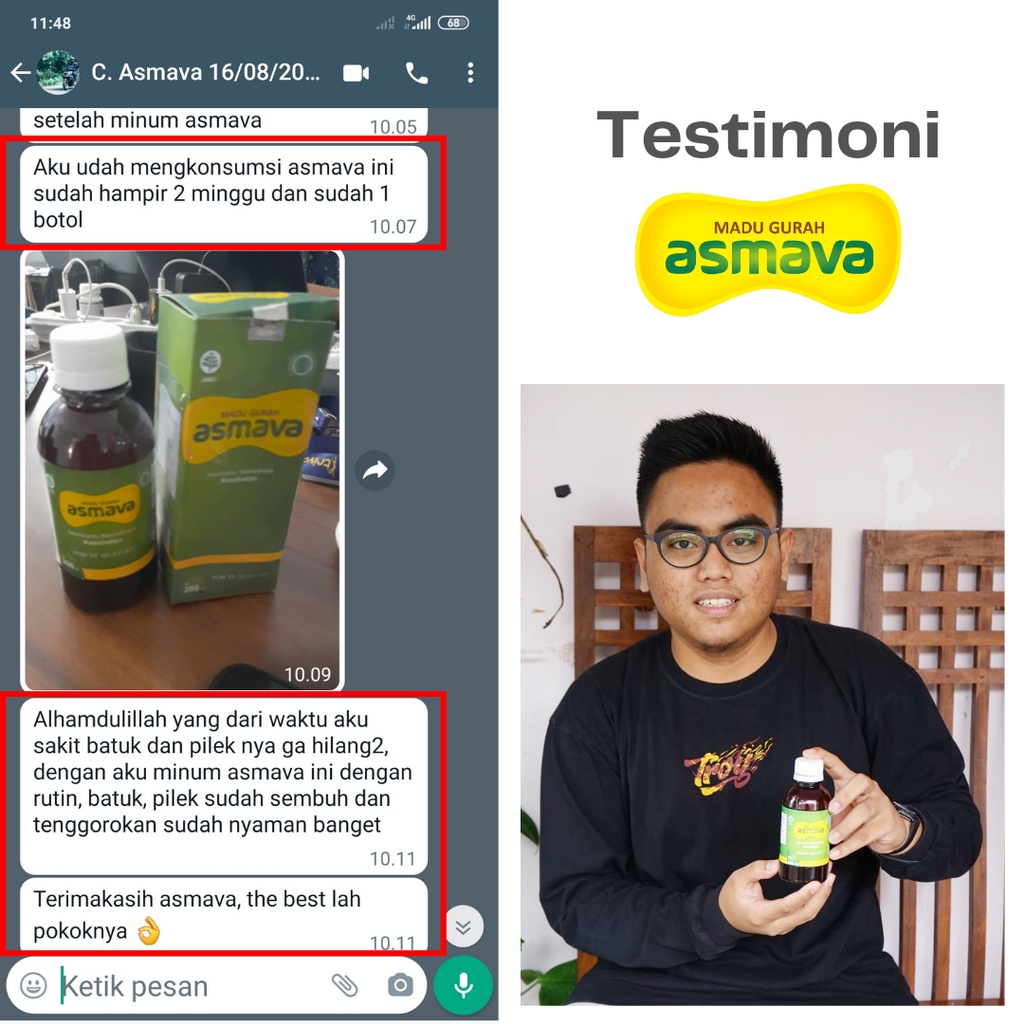 Madu GURAH ASMAVA Obat Batuk Berdahak Kering Gatal Radang Sakit Tenggorokan Flu Asma Sinusitis Sesak Nafas Paling Ampuh Bpom