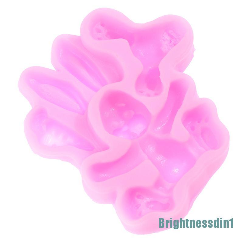 [Brightnessdin1]3D Rabbit Easter Bunny Silicone Mould Fondant Cake Molds Cupcake Tools Kitchen