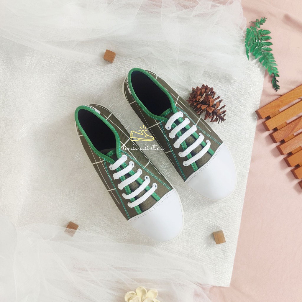 SEPATU WANITA KETS SNEAKERS ELENNA BEST SELLER MURAH WARNA HIJAU MUDA DAN HIJAU TUA UKURAN 37-40