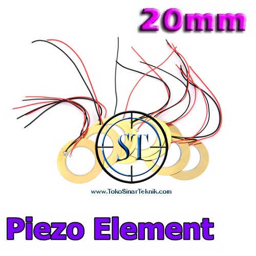 Piezo Electric Buzzer 20mm Sensor Element Ceramic Sound Disc Bonus Kabel Merah Hitam Gitar