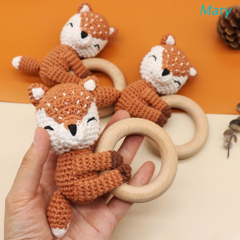 Mary Mainan Teether Bayi DIY Bentuk Kartun Hewan Bahan Kayu