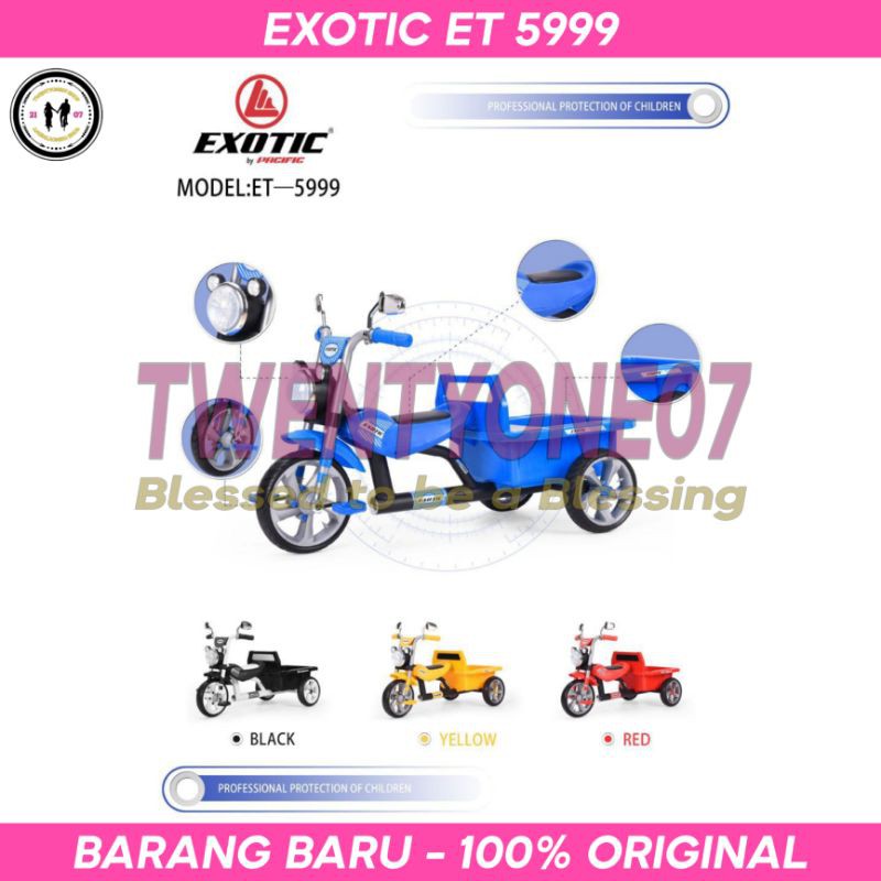 Sepeda Anak Roda 3 Tiga Tricycle Exotic ET 5999 Model Becak Musik Lampu