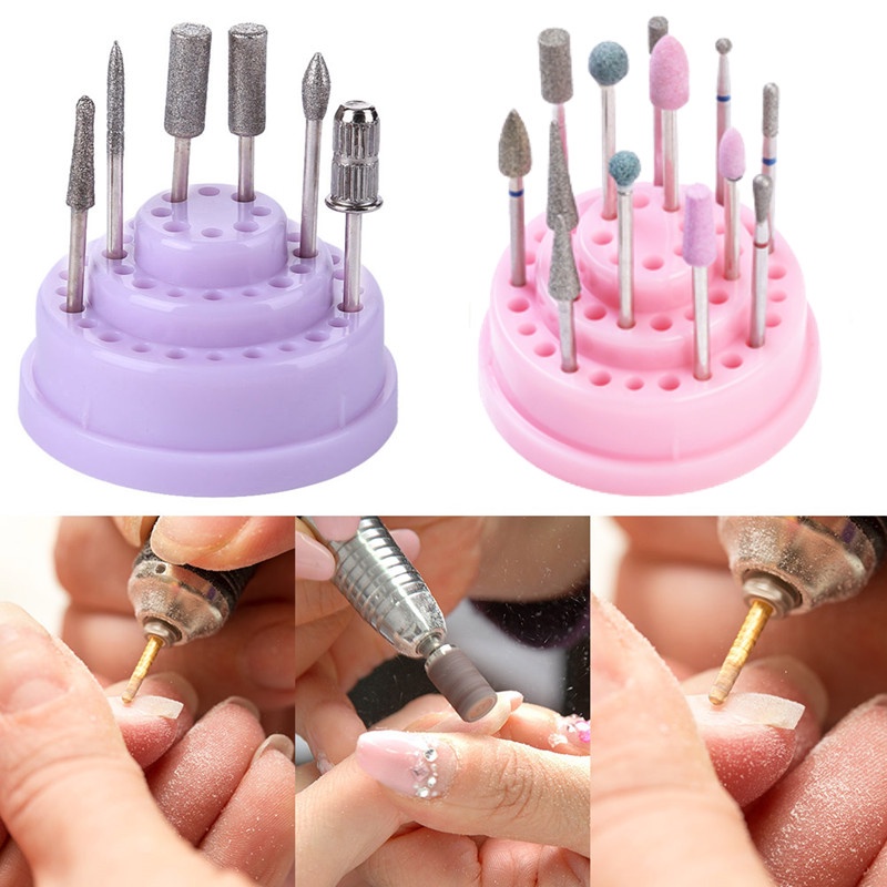 Stand Holder Display Penyimpanan Kepala Bor Bits 48 Lubang Tahan Debu Tahan Lembab Hemat Ruang Untuk Nail Art