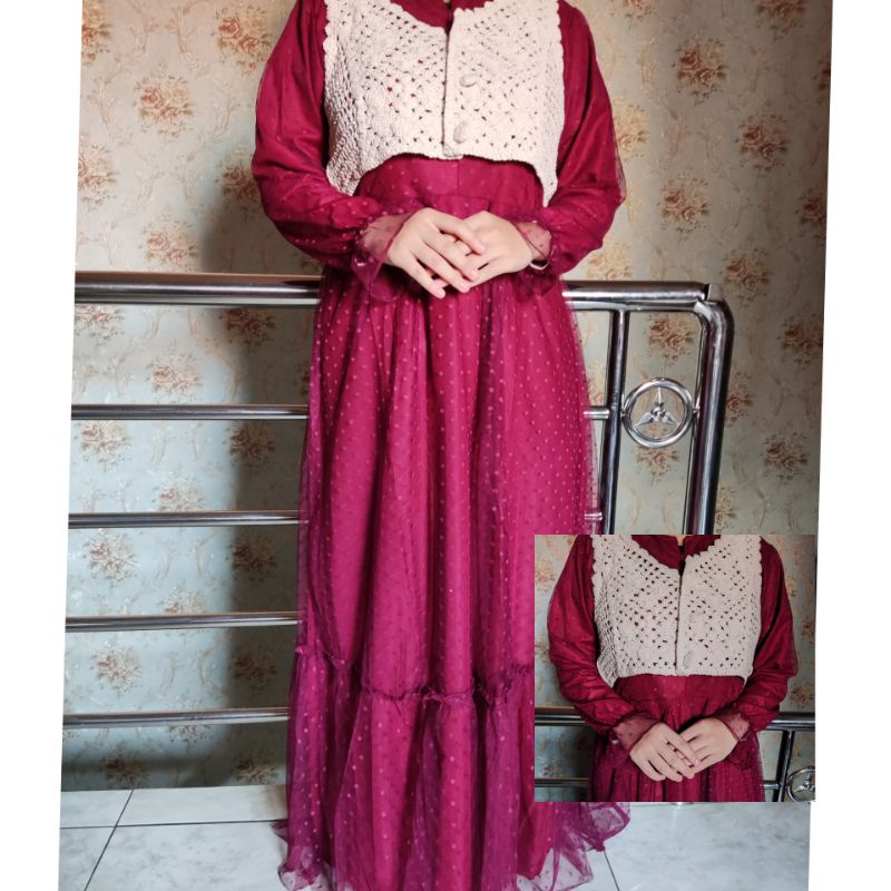 gamis full tile polkadot + vans