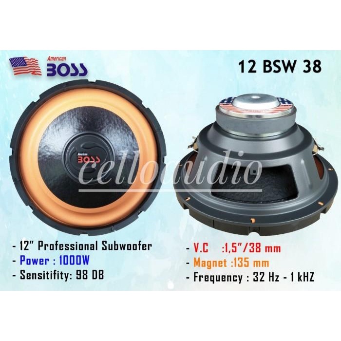 Woofer Speaker 12 Inch American Boss 12 Bsw 38 Subwoofer Double Coil