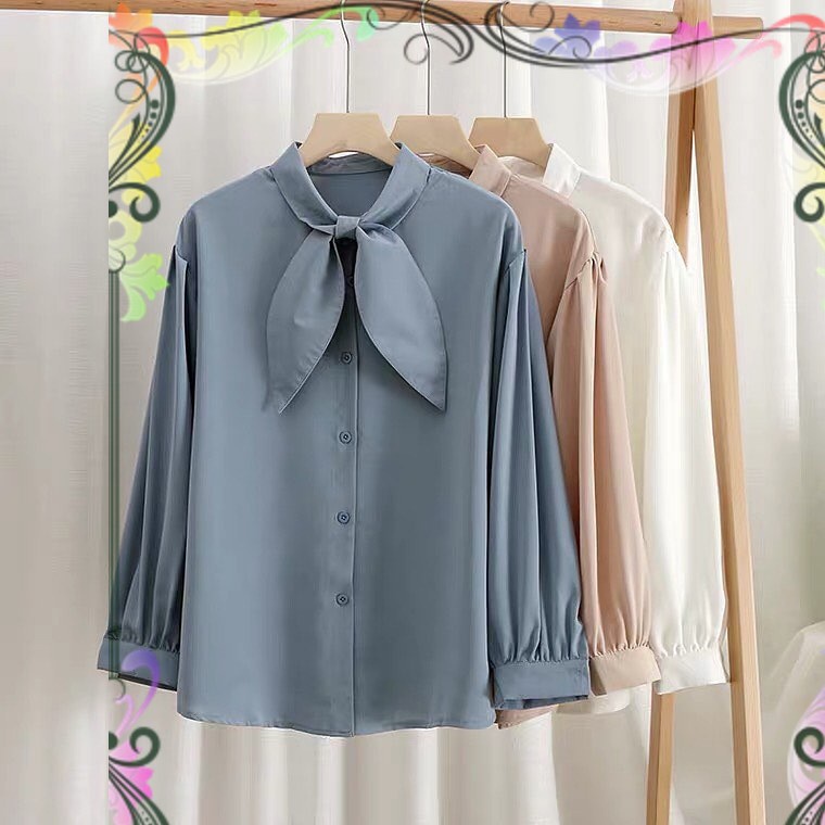 BAJU ATASAN WANITA MUSLIMAH KEMEJA BLUS OUTFIT FASHION 2021 / PAKAIAN WANITA KANTOR WANITA KEKINIAN 