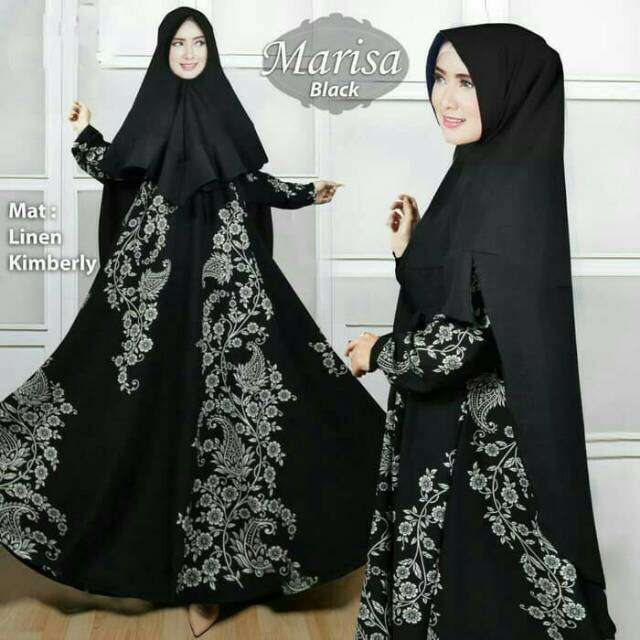 Gamis Jumbo syari Marisa set Khimar pinguin