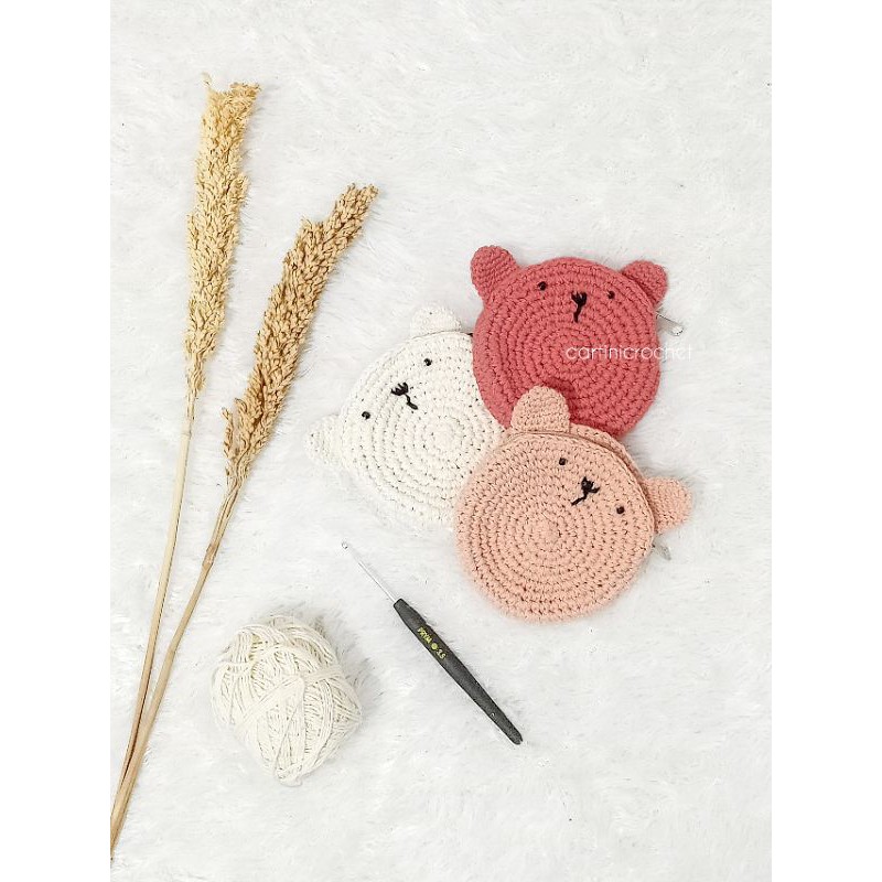 READY - Teddy Bear Crochet Pouch || Dompet Rajut Teddy Bear || Earphones/Cable Pouch