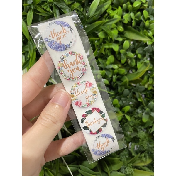 (50pcs) Stiker Thank You Bulat size 2,5cm / Thank You stickers Olshop etc-Square etc 50pcs