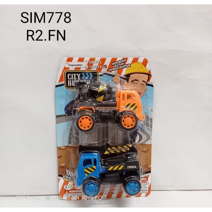 SIM 778 B - Mainan Mini Truck Konstruksi isi 2 PC Warna bagus kemasan set SIM778B