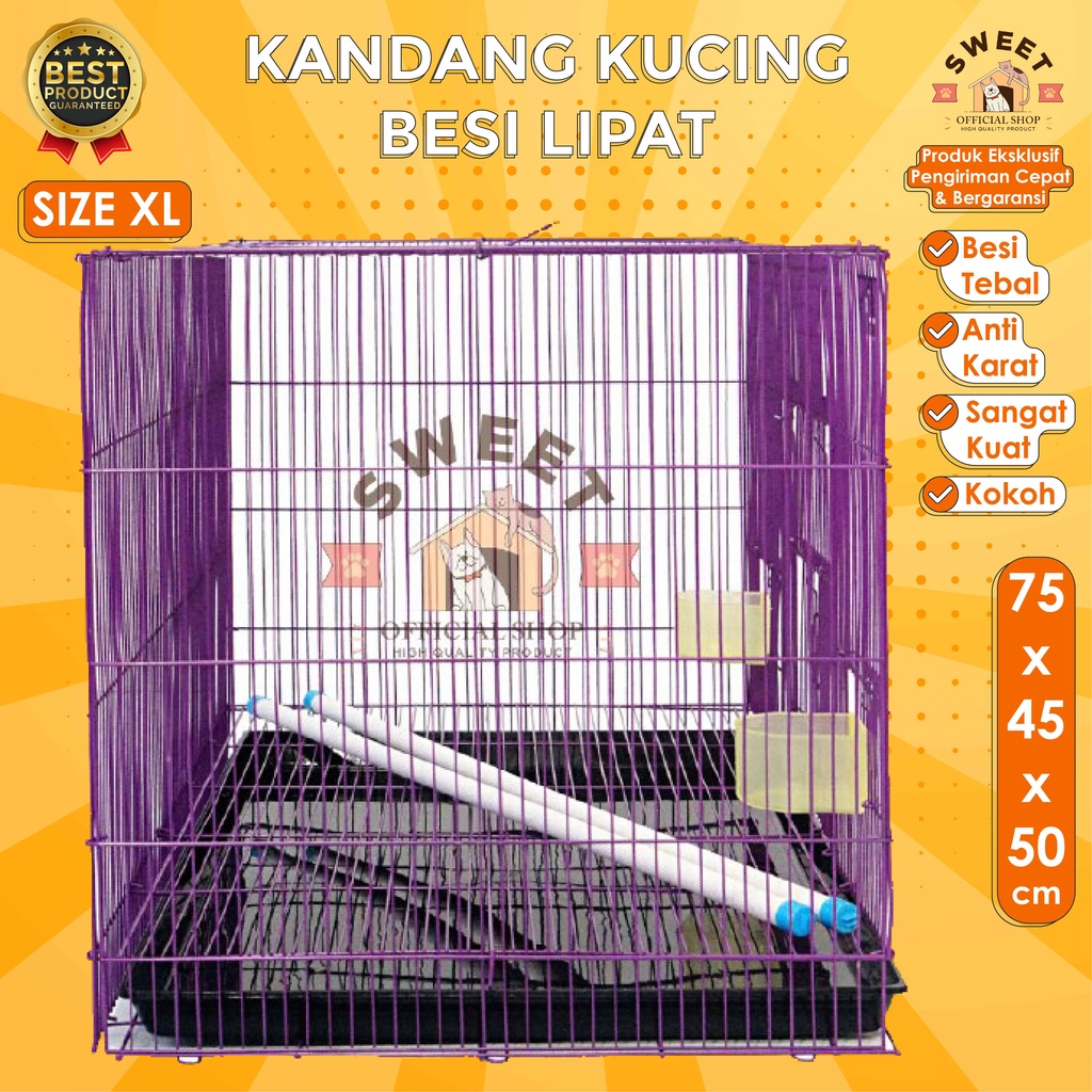 KANDANG BESI LIPAT SIZE XL 75x50x45 IMPORT HIGH QUALITY- BEST PET CAGE - KELINCI SUGAR GLIDER-8