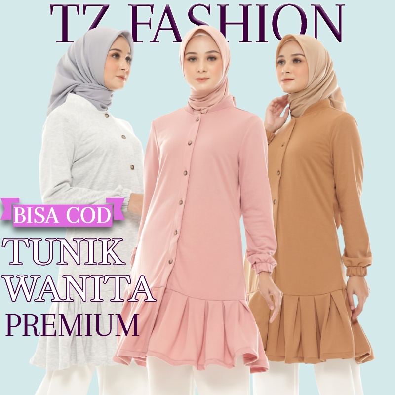 Baju Tunik Wanita Terbaru 2022 Kekinian Atasan Polos Remaja Musimah Bahan Babyterry Premium Rempel B