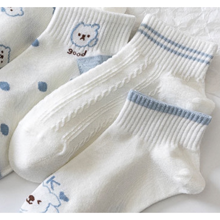 MURMURE.ID | KAOS KAKI MOTIF KARAKTER CUTE IMPORT KAOS KAKI WANITA PENDEK MOTIF SEMATA KAKI FASHION IMPORT-EMBOSSED WHITE 2 STR