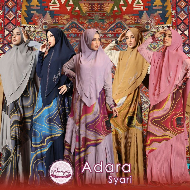 ADARA SYARI BY BUNGAS ORIGINAL GAMIS SYAR'I SET WITH KHIMAR KEKINIAN BESTSELLER BEST SELLER