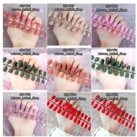kuku palsu panjang isi 24 balerina matte doff